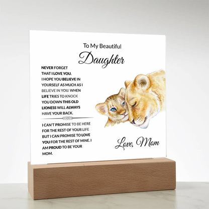 To My Beautiful Daughter | I Am Proud to Be Your Mom | Square Acrylic Plaque