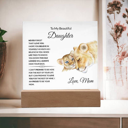 To My Beautiful Daughter | I Am Proud to Be Your Mom | Square Acrylic Plaque