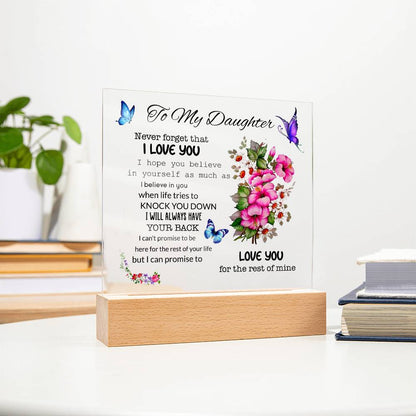 To My Daughter | I Love You | Square Acrylic Plaque