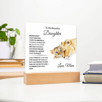 To My Beautiful Daughter | I Am Proud to Be Your Mom | Square Acrylic Plaque